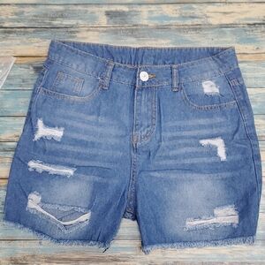 Wish Blue Distressed Jean Shorts
